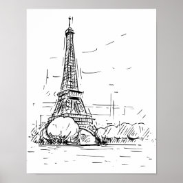 Affiche Dessin de la Tour Eiffel Poster