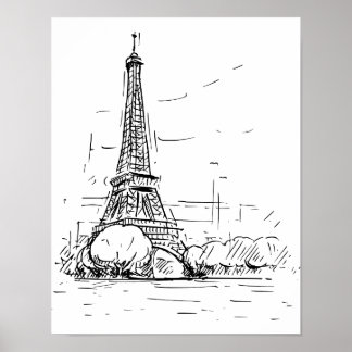 Affiche Dessin de la Tour Eiffel Poster