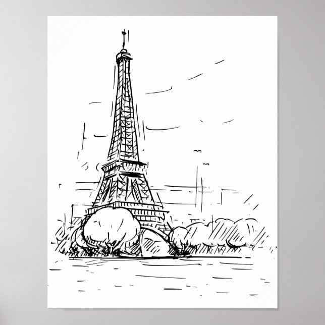 Affiche Dessin de la Tour Eiffel Poster (Framsidan)