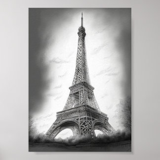 Affiche Dessin de la Tour Eiffel  Poster