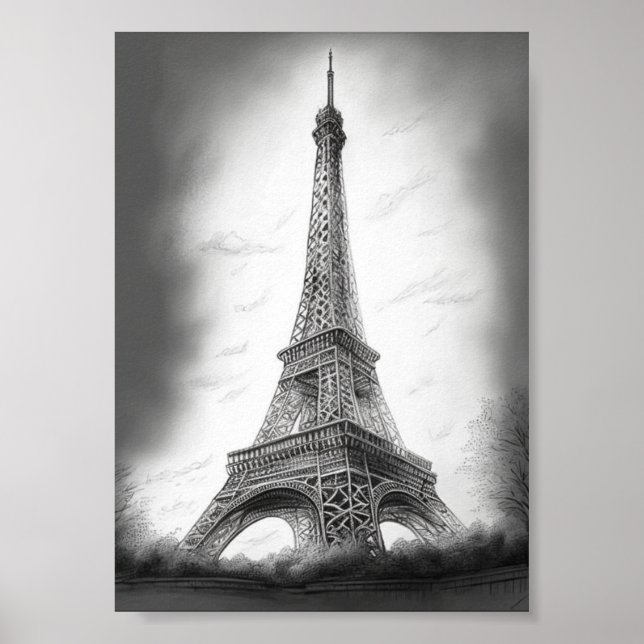 Affiche Dessin de la Tour Eiffel  Poster (Framsidan)