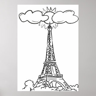 Affiche Dessin de la Tour Eiffel  Poster