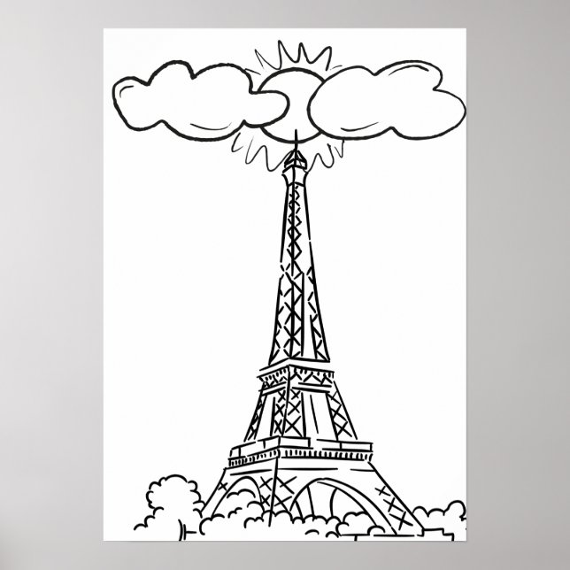 Affiche Dessin de la Tour Eiffel  Poster (Framsidan)