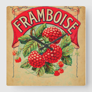 Affiche framboise, fruit, strawberry, raspberry, s fyrkantig klocka