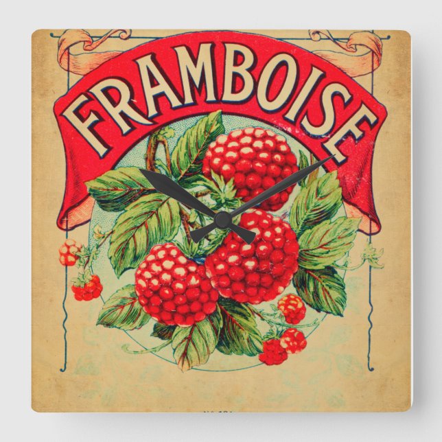 Affiche framboise, fruit, strawberry, raspberry, s fyrkantig klocka (Framsida)
