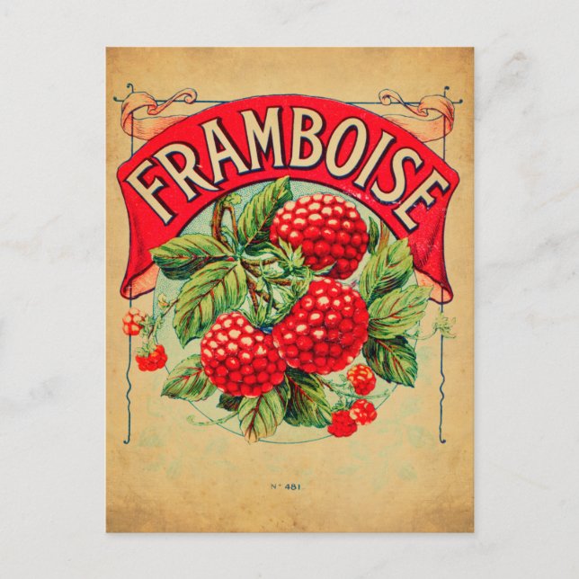 Affiche framboise, fruit, strawberry, raspberry, s vykort (Framsida)