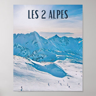 Affiche Les 2 Alpes Station de ski Poster