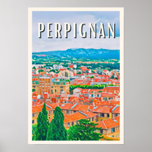 Affiche Perpignan Photo Vintage Poster
