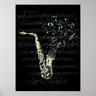 Affiche saxophone noir poster