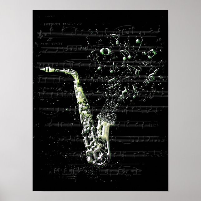 Affiche saxophone noir poster (Framsidan)