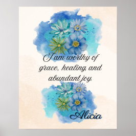 Affirmation Faith: I Am worthy of Grace,Healing Poster
