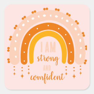 AFFIRMATION QUOTE ROSA RETRO STIL RAINBOW BOHO FYRKANTIGT KLISTERMÄRKE