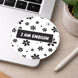 Affirmation Sticker | Black Floral Motivational Runt Klistermärke
