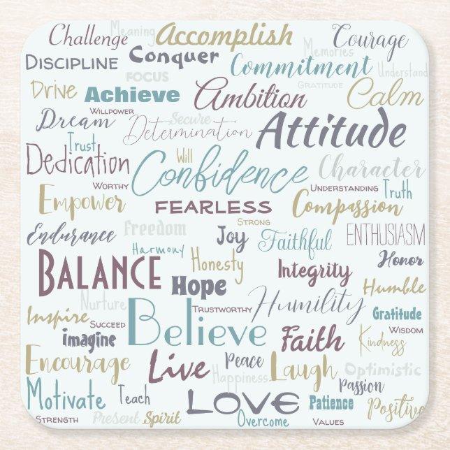 Affirmations   underlägg papper kvadrat (Framsidan)