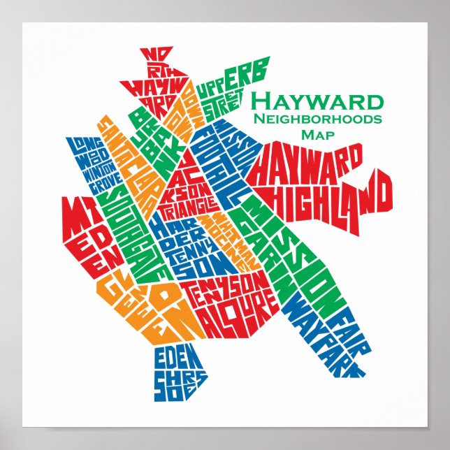 Affisch 12x12 för Hayward grannskapkarta (Framsidan)