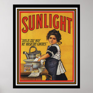 Affisch 16 x 20 för annons för solljusvintagetvätt