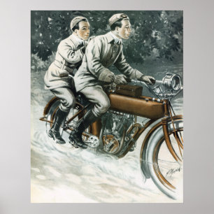Affisch 1912 för vintagemotorcykelillustration