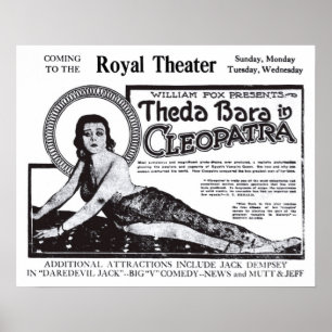 Affisch 1920 för annons för Theda Bara vintagefilm