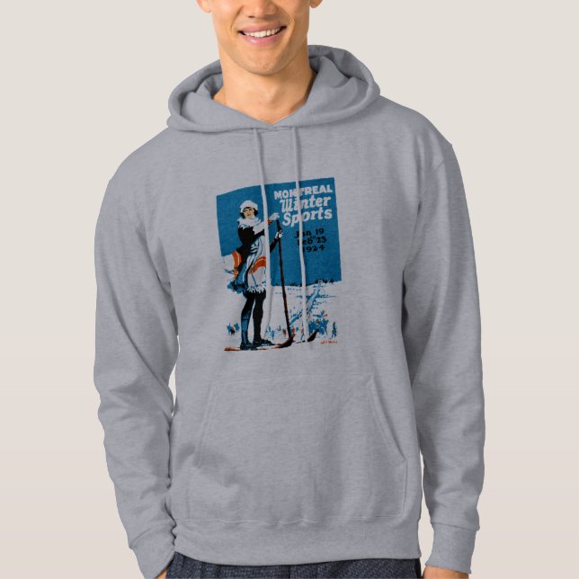 Affisch 1924 för Montreal vintersportar Sweatshirt Med Luva (Framsida)