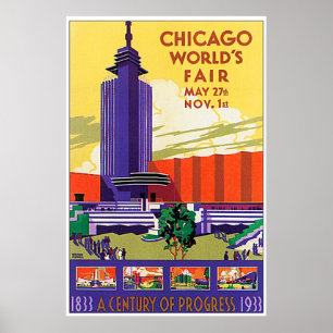 Affisch 1933 för mässa för vintageChicago världar