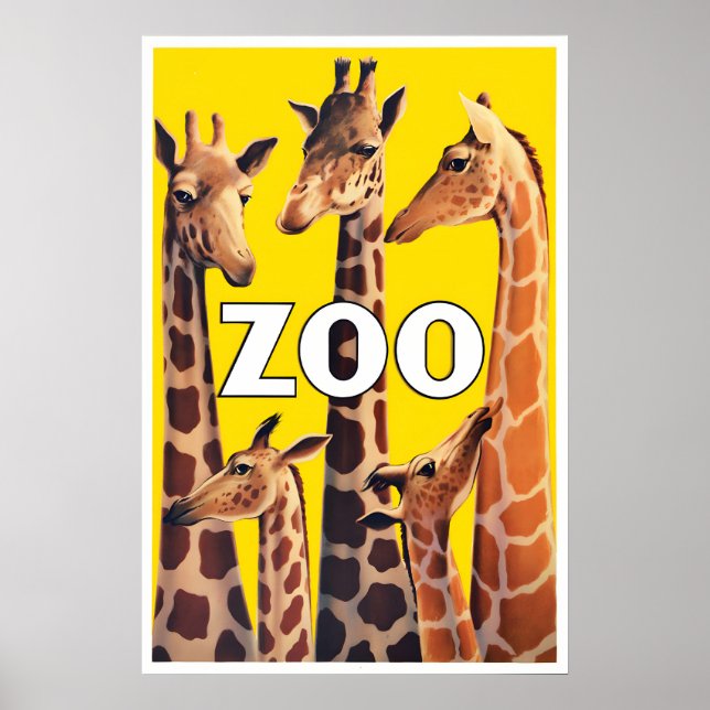 Affisch 1943 Zoo Köpenhamn Giraff Vintage Konst (Framsidan)