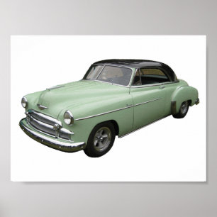 Affisch 1950 för gröntChevrolet coupe