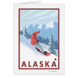 Affisch 2 för Snowboarderplatsvintage resor Hälsningskort