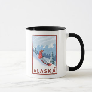 Affisch 2 för Snowboarderplatsvintage resor Mugg