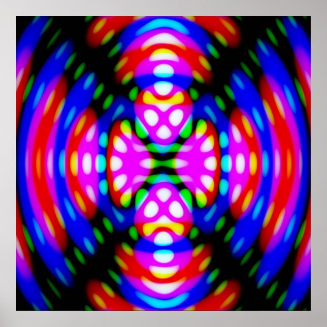 Affisch Abstrakt Trippig Psykedelisk Färgrik Bild (Framsidan)