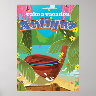 Affisch Art. för Antigua övintage resor