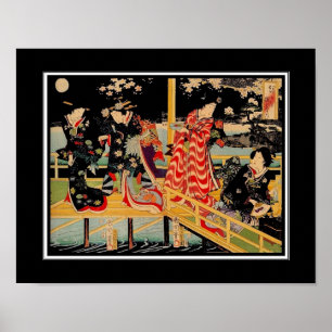 Affisch asiatisk vintagekonst Utagawa Kunichika Ja