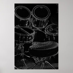 Affisch B/W Drumset 1