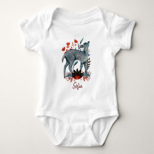 Affisch baby shower röd och blå med djur baby t shirt