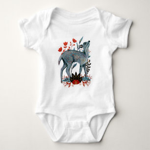 Affisch baby shower röd och blå med djur baby t shirt