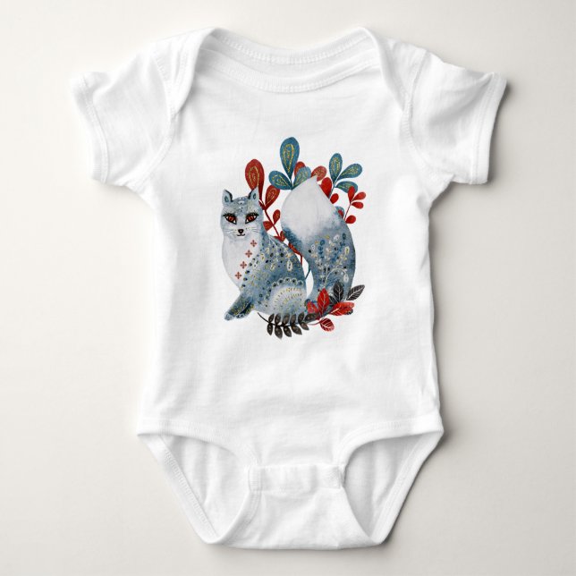 Affisch baby shower röd och blå med djur baby t shirt (Framsida)