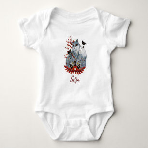 Affisch baby shower röd och blå med djur t shirt