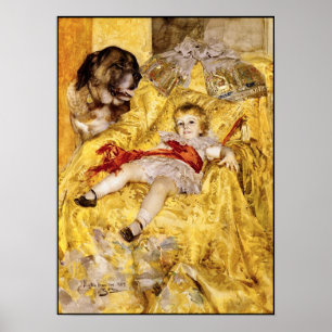 Affisch: Barn & St Bernard: Konst av Anders Zorn Poster