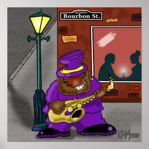 Affisch "Blowin på Bourbon" - vid Kev Moore