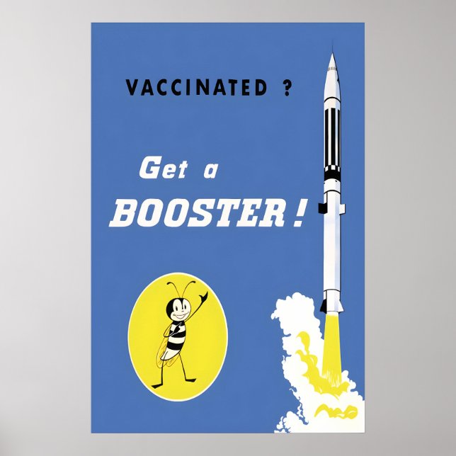 Affisch COVID 19 Vaccin Vaccinerad Få en booster! (Framsidan)