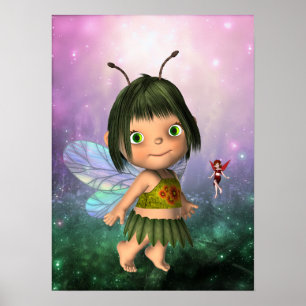 Affisch Fantasykonst Liten Älva Flicka