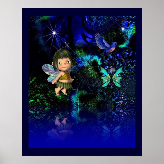 Affisch Fantasykonst Stjärna Ängel Flicka (Framsidan)