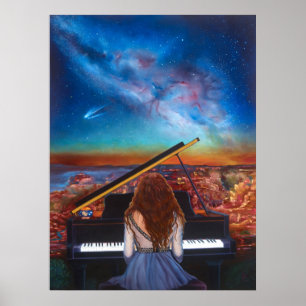 Affisch_Flicka vid piano Poster