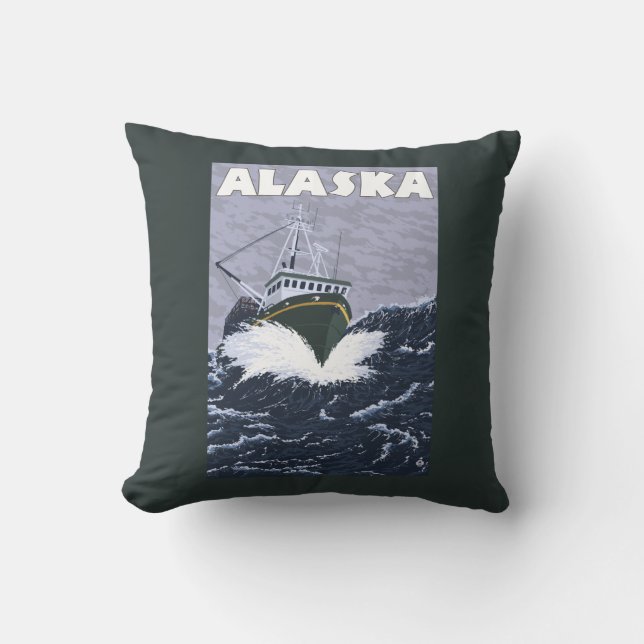 Affisch för AlaskaCrab fartygvintage resor Kudde (Framsida)