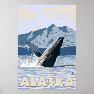 Affisch för AlaskaHumpback valvintage resor
