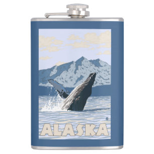 Affisch för AlaskaHumpback valvintage resor Fickplunta
