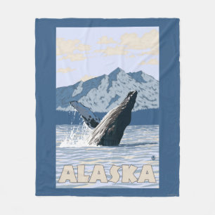 Affisch för AlaskaHumpback valvintage resor Fleecefilt
