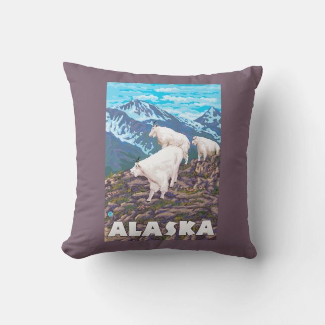 Affisch för AlaskaMountain getvintage resor Kudde (Framsida)