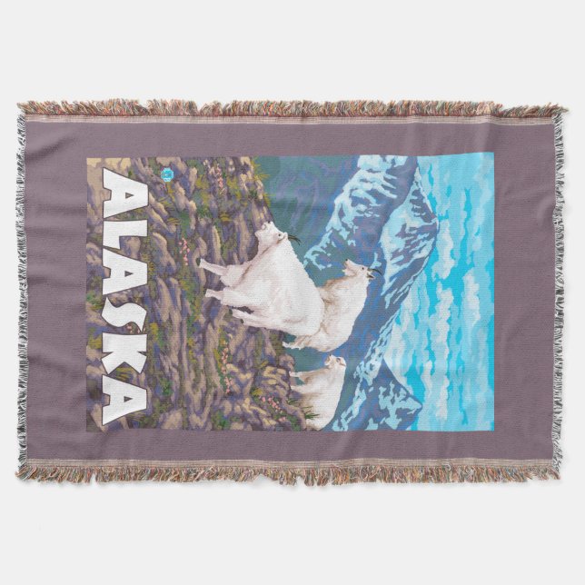 Affisch för AlaskaMountain getvintage resor Mysfilt (Framsidan)