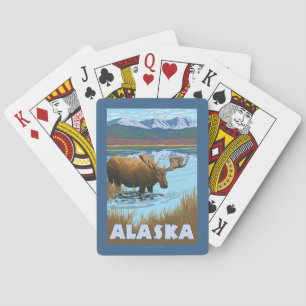 Affisch för älgdricksvattenvintage resor casinokort