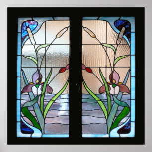 affisch för art décomålat glassfönster som är sq
